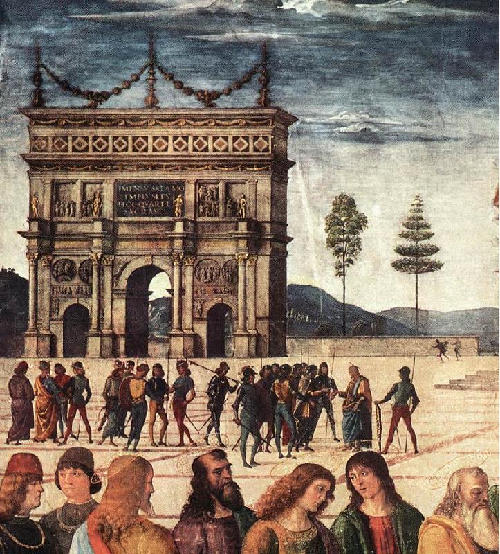 PERUGINO, Pietro Christ Handing the Keys to St. Peter (detail) a France oil painting art